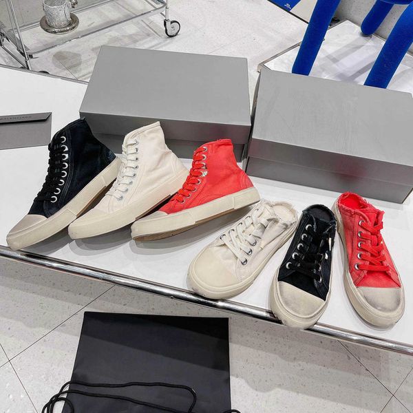 

brand casual shoes high end 2022 paris fashion is versatile canvas round toe flat lace up used canvas board shoes 35-45, Black