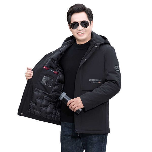 

father's winter coat middle aged and old people's cotton clothes thickened middle-aged men's down padded, Black