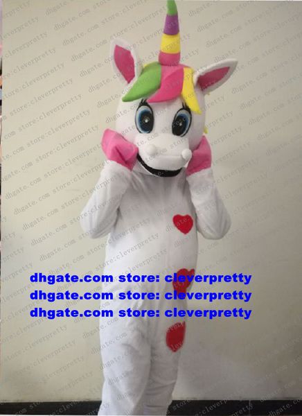 

white unicorn rainbow pony flying horse mascot costume cartoon character outfit suit all saints' day album of painting cx2051, Red;yellow