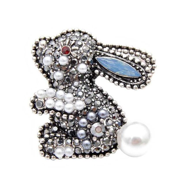 

pins brooches c xiang new arrival 2 colors choose rhinone rabbit for women kids cute carton style bonny good gift l221024, Gray