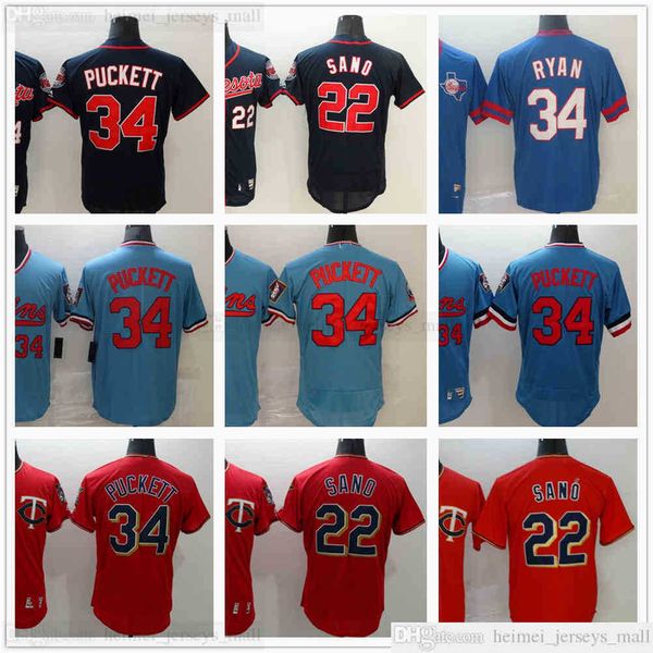 

stitched 2021 baseball 22 miguel sano jerseys red white blue 34 kirby puckett black gold jersey blank no number name for man