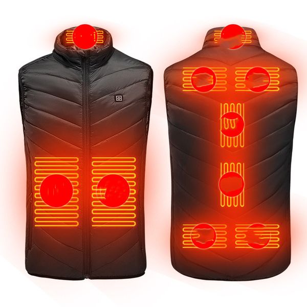 

intelligent heating vest nine zone large area upgrade usb electric graphene heating, Black;white