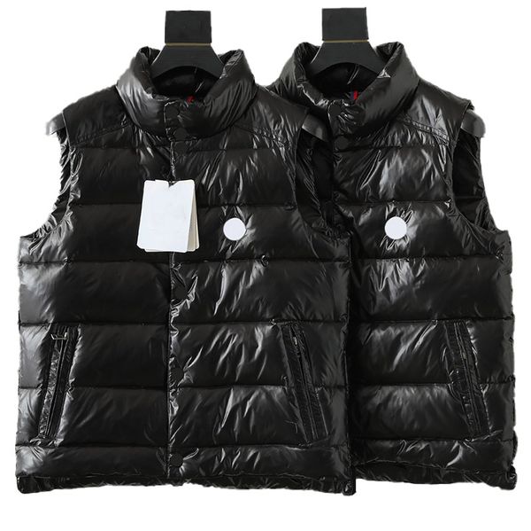 

designer mens vests embroidered badge women's bread down stand collar vest couples wear versatile extra thick warm coat size 1/2/3/4/5/, Black;white