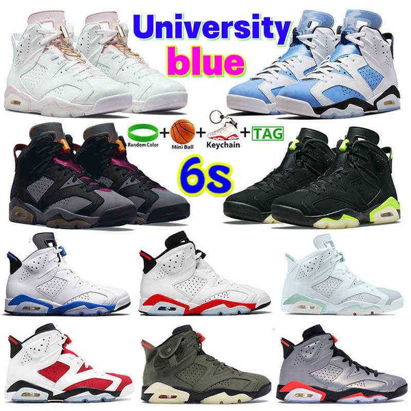 

6 2022 fashion 6s basketball shoes university blue gold hoops electric green bordeaux dmp reflect sier alternate hare unc paris sport, Black