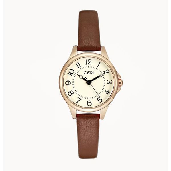

gedi new fall fashion design retro style quartz women's simple temperament women's watch birthday gift 108, Slivery;golden