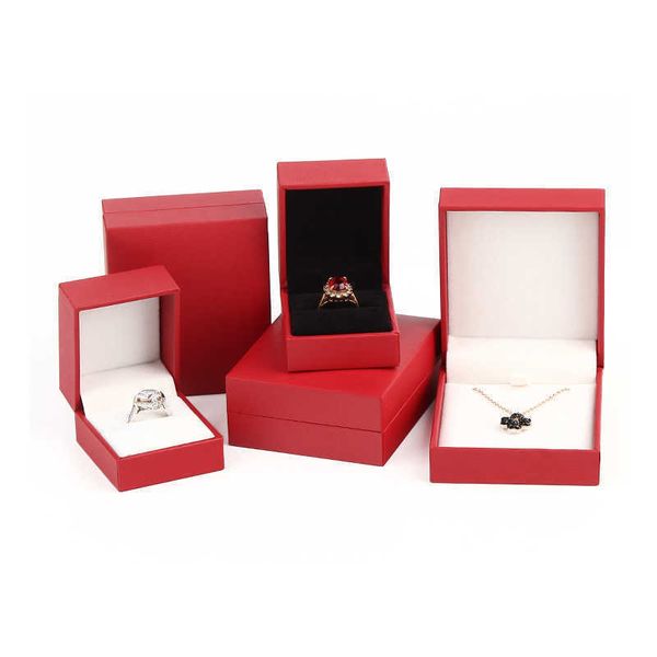 

jewelry boxes high-grade leather-filled storage ring necklace bracelet pendant packaging l221021, Black;white