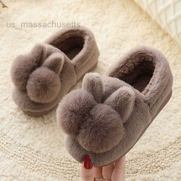 

slipper children' cotton slippers winter new style boys and girls' home indoor anti-skid plush warm package heel l221025, Black;grey