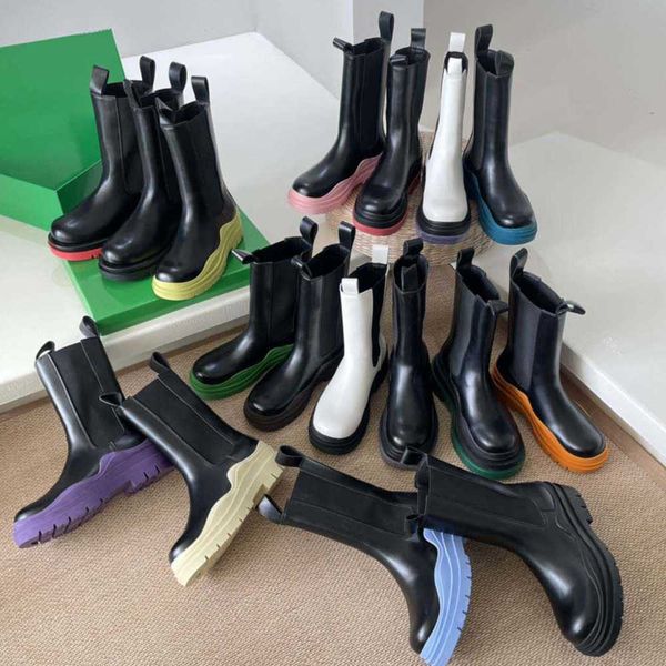 

designer women chunky boot fashion anti-slip platform bootie real leather crystal outdoor martin ankle winter fall colored soles 35-45 no421, Black
