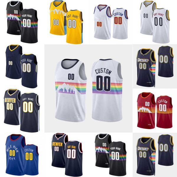 

75th custom mens womens denver''nuggets''nikola 15 jokic''jamal 27 murray 50 aaron gordon 1 michael porter jr., Black;red