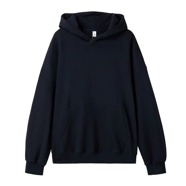 

100% cotton solid hooded drop shoulder sleeve sweatshirts men women casual sweater bottoming sweater hoodies, Black