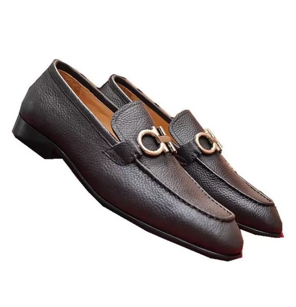 

men's formal dress shoes fashion cowhide business oxford gentleman leisure peas leather wedding party shoes, Black