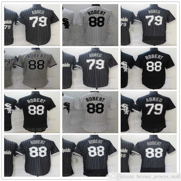 

stitched baseball jerseys jose 79 abreu robert 88 luis jersey gray white blue blank no number name for man size s-xxxl, Black