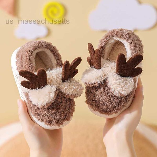 

slipper 1-3 year old children' cotton shoes winter anti-skid baby' home bag heel slippers girls cute cartoon wool l221025, Black;grey