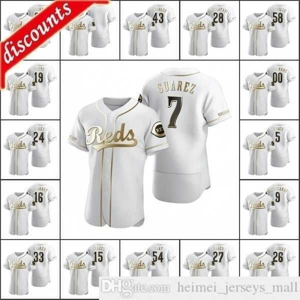 

2021 men #5 johnny bench 7 eugenio suarez baseball jerseys stitched 27 trevor bauer 19 joey votto custom women youth authentic golden, Black