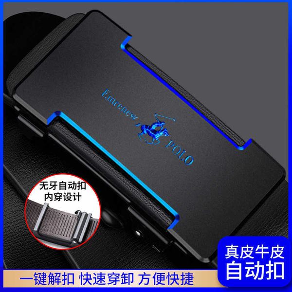 

ampuri men's leather toothless automatic buckle belt luxury business casual belt gift box, Black;brown