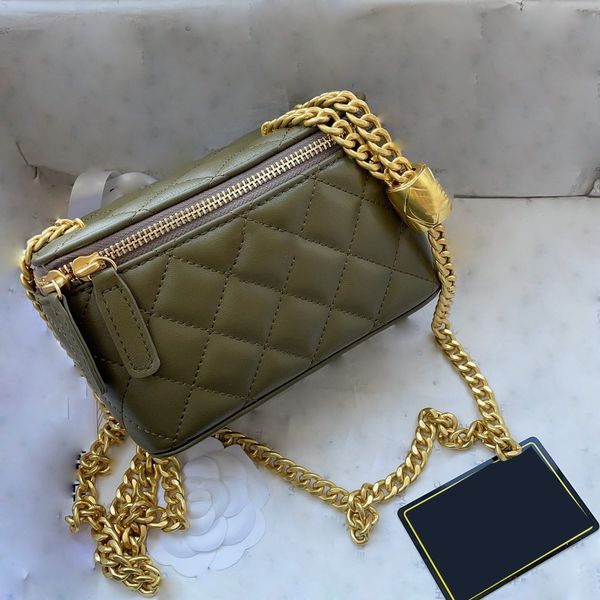 

22k f/w crush gold beeds vanity box bags lambskin quilted classic c cosmetic case purse with crad holder large capacity outdoor sacoche hand