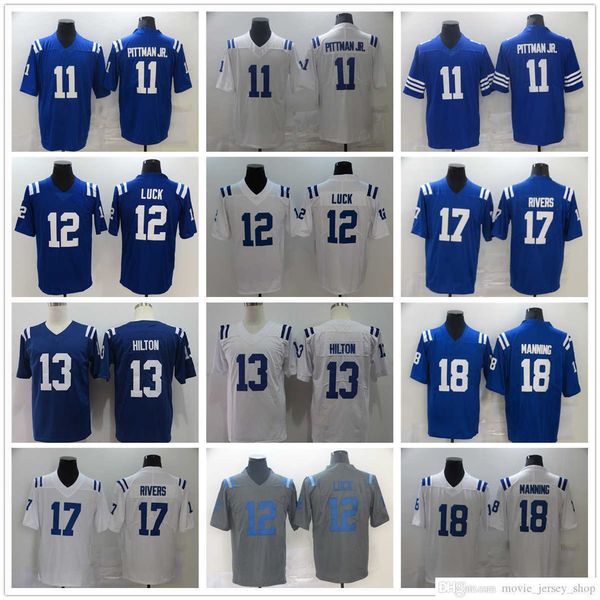 

2022 new football jerseys 18 peyton manning 11 michael pittman jr. 12 andrew luck 13 ty hilton 17 philip rivers stitched jersey, Black;red