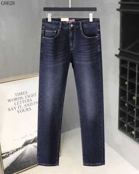

jeans men's 2022 high-end autumn and winter men's jeans casual denim trousers loose straightdhla, Blue