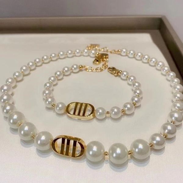 

designer pearl sweet necklace initial letter pendant necklace choker, Silver