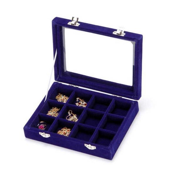 

jewelry boxes 12 grids box rings earrings necklaces makeup holder case choker organizer women storage display l221021, Black;white