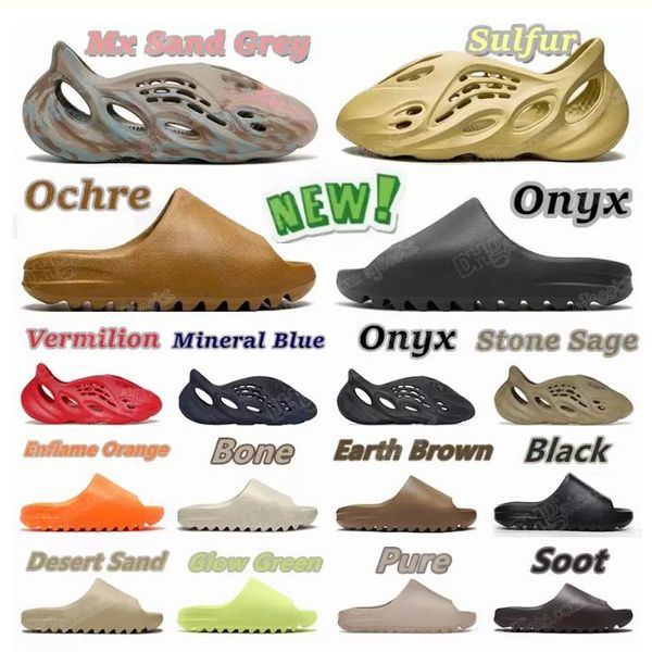 

designer sandals woman slippers men slider vermillion slide ochre runr slides mineral blue onyx pure slipper foam runr bone resin clog deser, Black