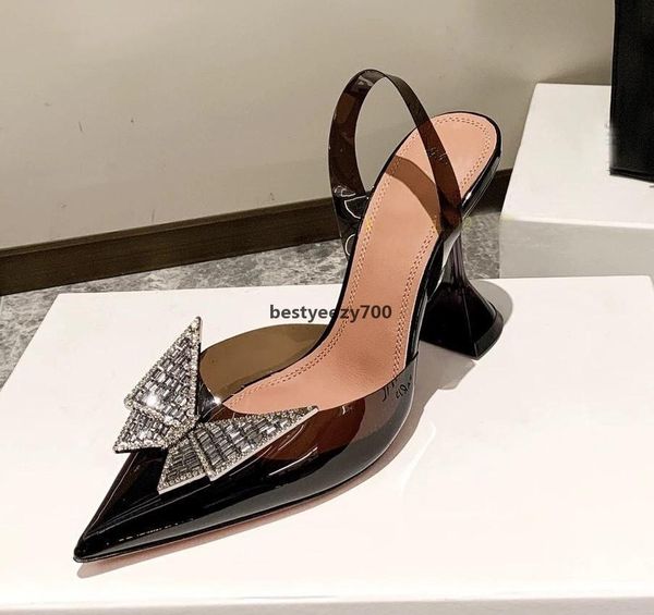 

shoe amina muaddi luxury designer channel chaussures slippers sandals flat women flops nonslip shoes damen hausschuhe bag france cha krq, Black