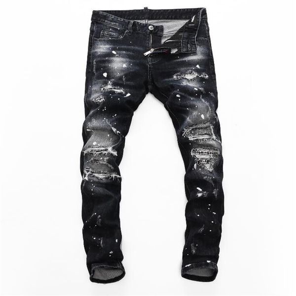 

2021 mens designer jeans distressed ripped biker slim fit motorcycle biker denim for men s fashion mans black pants 20ss pour homm2856, Blue