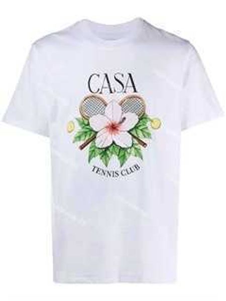 

casablanca tennis designer t shirts flower letter fashion short sleeve t-shirt for men and women tee, White;black
