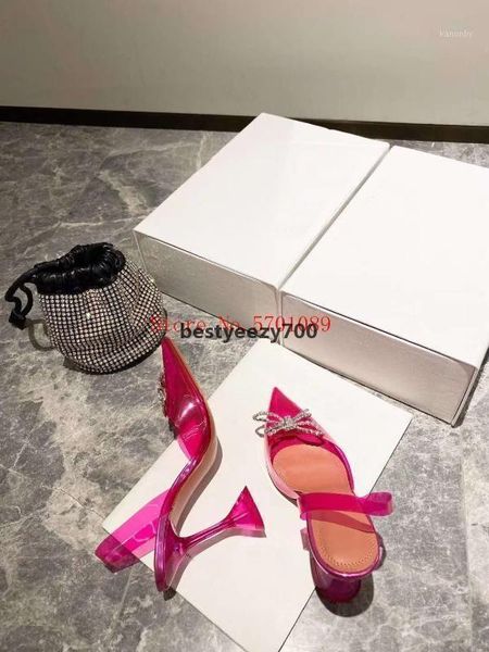 

shoe amina muaddi sandals begum pvc clear glass kick-flare heels paris crystal pumps party shoes transparent slingback sandal1 ybc, Black