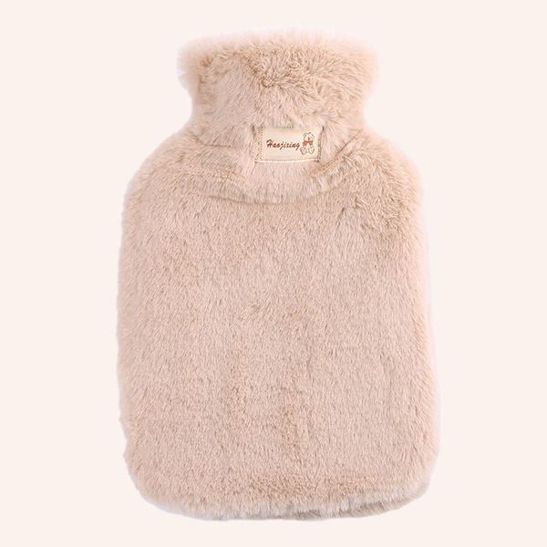 

plush hand warmer winter home water bottles pure natural rubber cosy grey cover back neck waist hand warm