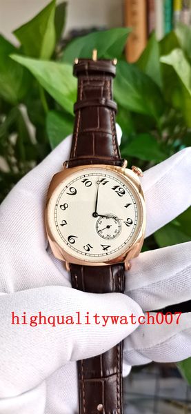 

elling excellent new version men's wristwatches 82035/000r white dial 40mm 18k rose gold leather strap bands automatic mechanical lates, Slivery;brown