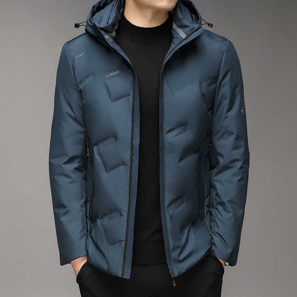 

new men's down jacket 2022 winter hooded casual fashion warm coat, Black