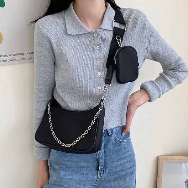 

evening bags vintage nylon chain crossbody bag women designer black sport shoulder messenger bags female casual handbags small travel purses