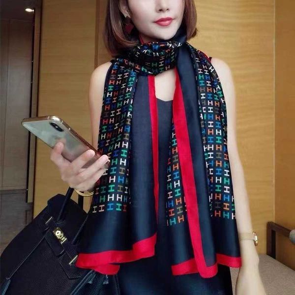 

classic scarf summer silk scarves for women in spring and autumn new style matching air conditioning room shawl net red same beach, Blue;gray
