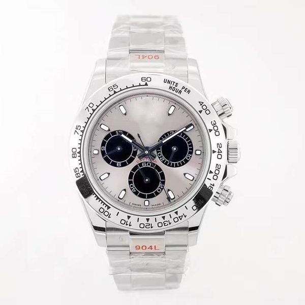 

new classical luxury men's watch gray dial 40mm blue bezel cal.7750 automatic movement 904 stainless steel bracelet 12.4mm thickness, Slivery;brown