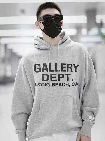 

designer 2022 fashion men's hoodies cotton sweater galleryt deptss 22ss letters classic print drawstric loose pullover men's sweat, Black