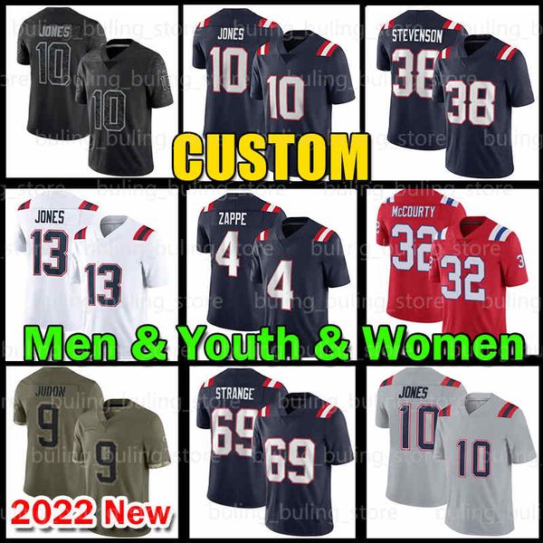 

mac jones jersey bailey zappe rhamondre stevenson football marcus jack jakobi meyers julian edelman matthew judon damien harris devin mccour, Black;red