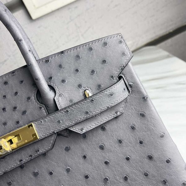 

birkin women bags high end ostrich leather bag south africa kk agate blue 30cm gold button pure manual large capacity ayw classical larger