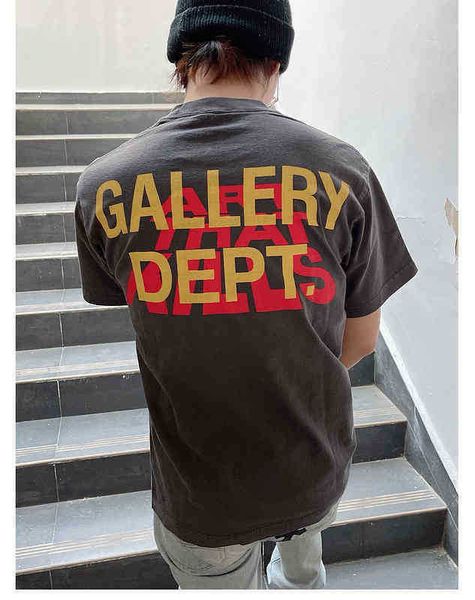 

galleries dept chest letter t shirts men women tees hip hop street style fashion cool cloth for teen european size oversize loose oone, White;black
