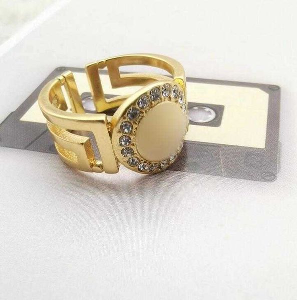 

men women crystal ring couples classic letter design womens temperament adjustable luxury exquisite jeweler anniversary gift, Silver