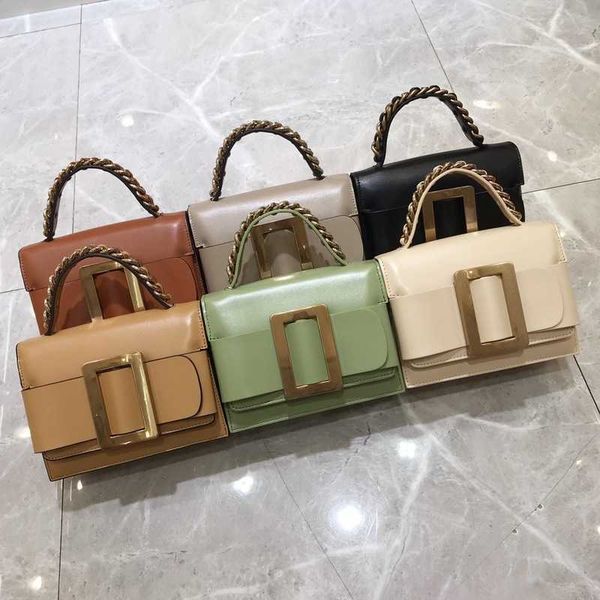 

spring and summer leather metal square buckle handbag single shoulder crossbody small square bag 22102