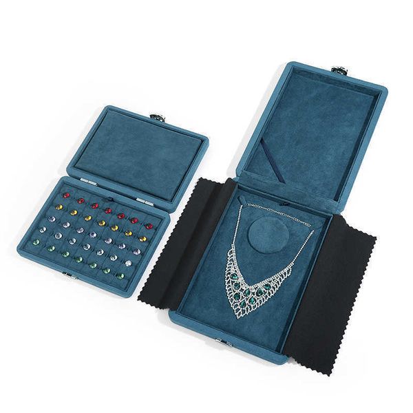 

jewelry boxes rectangular naked diamond high-grade suede cover chain exhibition necklace pendant l221021, Black;white