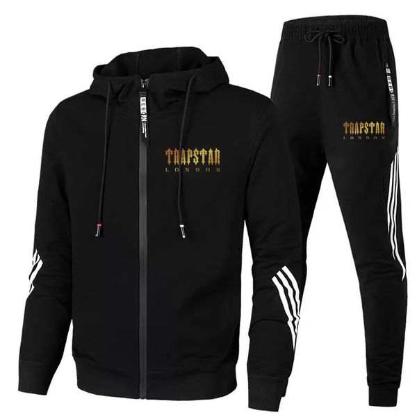 

2023 mens tracksuits brand trapstar 23 zipper coats street loose suits designers hoodies jackets pants fashion sportswear jogging, Black