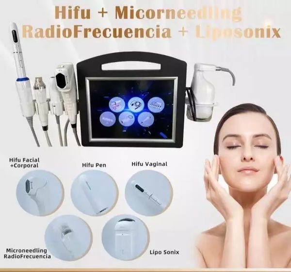 

high intensity focused ultrasound equipment 6 in 1 skin rejuvenation facial lifting fat loss slimming radar caving liposonic microneedling r