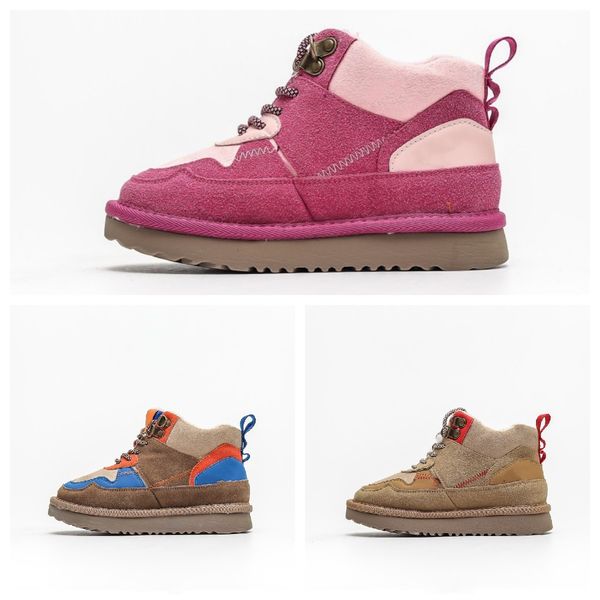 

2022 kids children highland hi heritage hiking boot fur furry girls boys australia wgg snow boots australian aus outdoor booties winter clas, Black