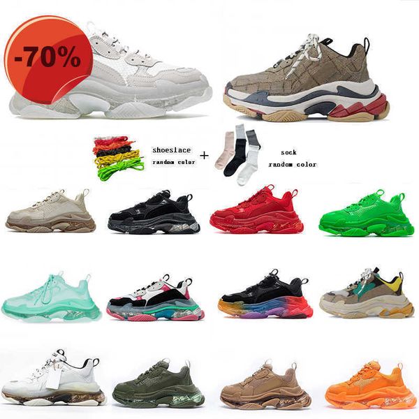 

women men triple s shoe dad casual shoes crystal bottom paris 17fw leisure sneakers for vintage old grandpa trainer chaussures size 35-45