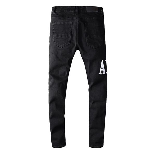 

luxurys designer mens jeans mark slim-leg patch vintage hole fashion biker causal hip hop denim pants size 29-40260t, Blue