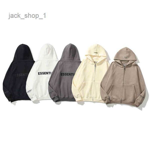 

es es men's hoodies sweatshirts street fashion brand essentials stereo alphabet and women's oversize lovers cardigan sweate6l25, Black