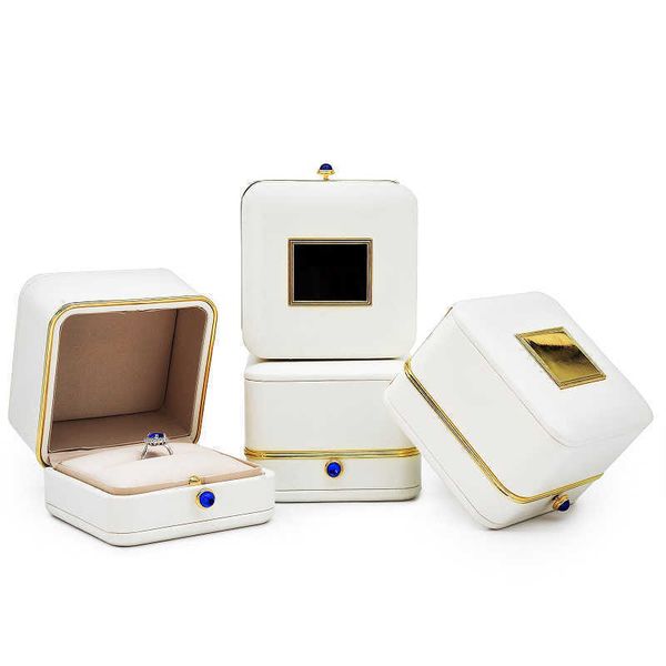 

jewelry boxes high-end brand jewelry box wedding white leather double ring necklace earrings packaging bracelet storage l221021, Black;white
