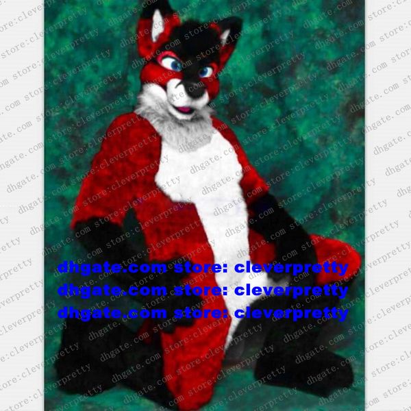 

red white long fur furry wolf mascot costume fox husky dog fursuit cartoon character outfit suit grad night festival gift zx1308, Red;yellow